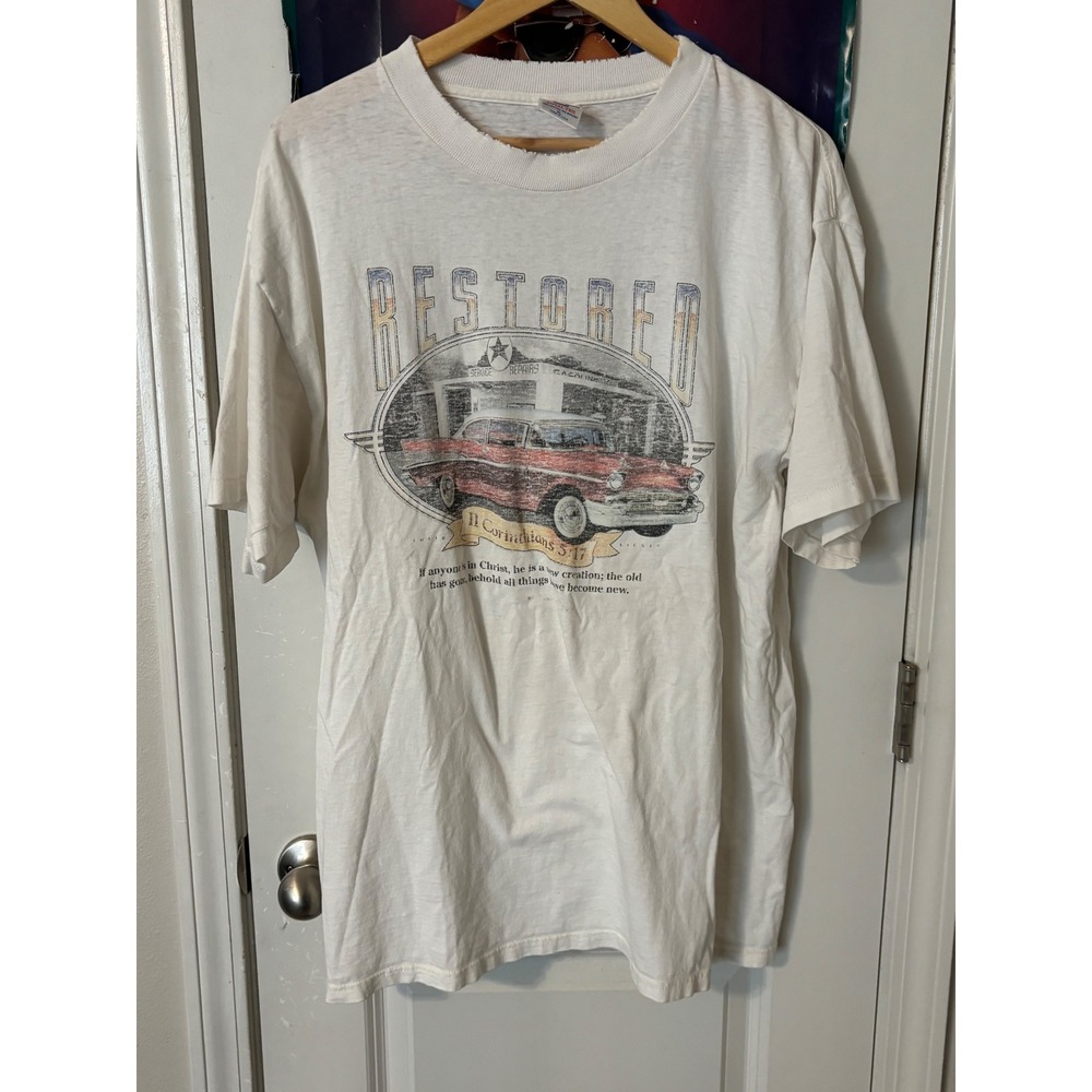 Vintage Miller Total Tee Restored Chevy Bel Air II Corinthians 5:17 T-Shirt XL
